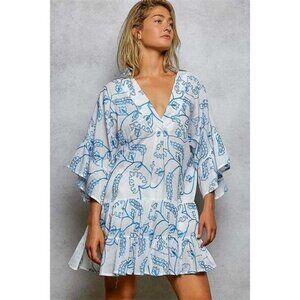 POL Tiered Ruffled Printed 3/4 Sleeve Mini Dress